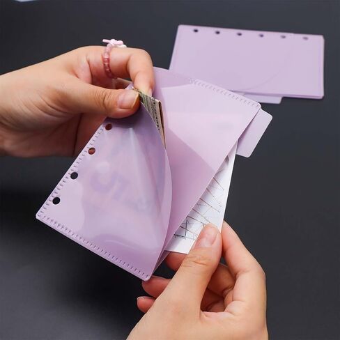 جيوب 6pcs A6 Binder Smooth واضحة PP ميزانية النقدية الأظرف النقدية 0.2 مم 2 سميكة 2 فهرس فهرس الفهر in Kuwait