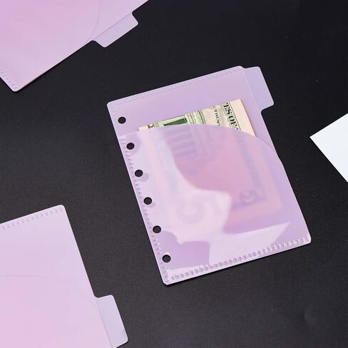 جيوب 6pcs A6 Binder Smooth واضحة PP ميزانية النقدية الأظرف النقدية 0.2 مم 2 سميكة 2 فهرس فهرس الفهر in Kuwait