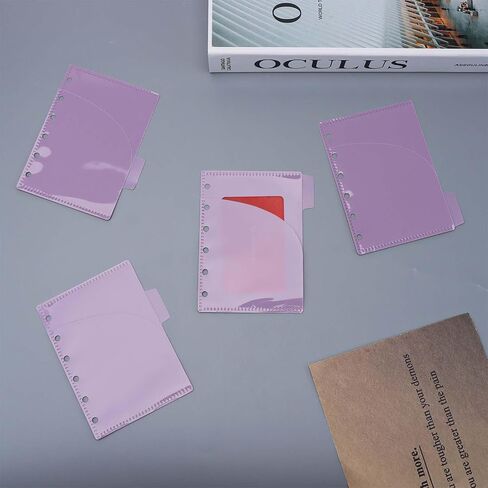 جيوب 6pcs A6 Binder Smooth واضحة PP ميزانية النقدية الأظرف النقدية 0.2 مم 2 سميكة 2 فهرس فهرس الفهر in Kuwait