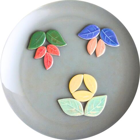 New Ceramic Leaf Mosaic Tiles, Mixed Sizes, 1.1 lbs, Beautiful Colors, Perfect for DIY Crafts, Indoor & Outdoor Decor, Garden Art & Mosaic Projects (Iridescent Orange) in Kuwait