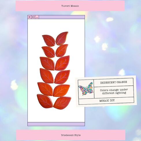 New Ceramic Leaf Mosaic Tiles, Mixed Sizes, 1.1 lbs, Beautiful Colors, Perfect for DIY Crafts, Indoor & Outdoor Decor, Garden Art & Mosaic Projects (Iridescent Orange) in Kuwait