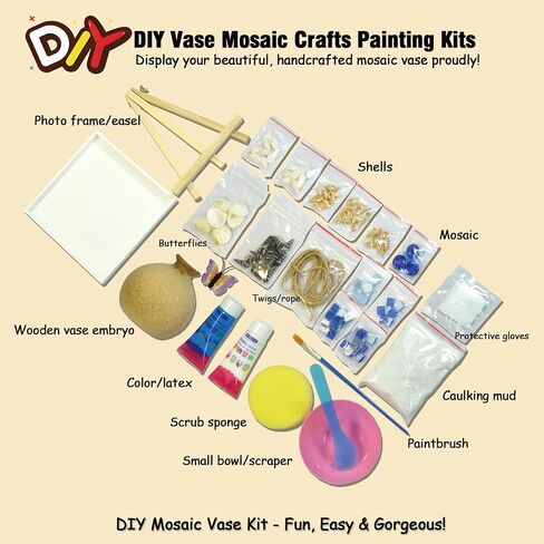 بلاط الفسيفساء مزهرية DIY لمجموعات الطلاء الحرف اليدوية ، والفنون الدقيقة ومجموعات الحرف اليدوية مع ملحقات الغراء بتلة الحرف للبالغين ، والفسيفساء الحرف الزخرفية المصنوعة يدويًا ، وتزيين الغرفة ، والهدايا in Saudi Arabia