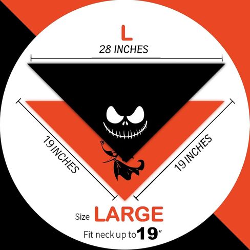 Halloween Dog Bandanas 2 Pack, Zore Dog and Jack Face Print, Nightmare Before Christmas Triangle Fall Pet Scarf, Premium Durable Fabric, Adjustable Fit (Halloween-1, Large) in Saudi Arabia