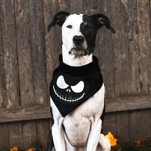 Halloween Dog Bandanas 2 Pack, Zore Dog and Jack Face Print, Nightmare Before Christmas Triangle Fall Pet Scarf, Premium Durable Fabric, Adjustable Fit (Halloween-1, Large) in Saudi Arabia