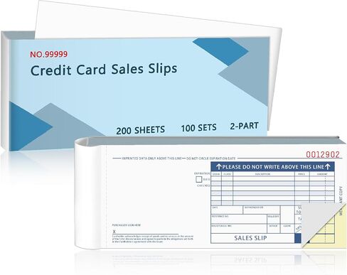 100 Sets Long Credit Card Sales Slips 7.9 * 3.3 inch Two-Part Carbonless Credit Card Receipt Book Credit Card Imprinter Sold as 1 Package for Office (100 Sets of 200 Sheet)(1) in Kuwait