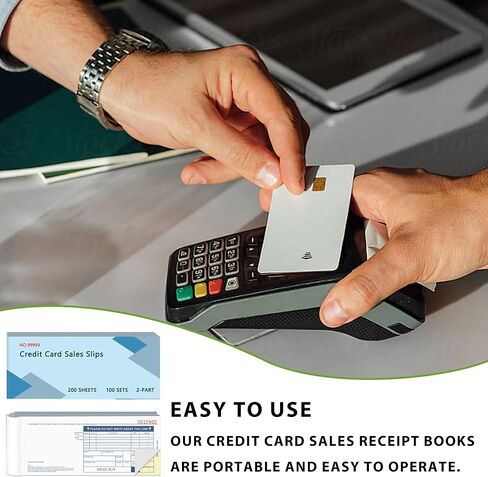 100 Sets Long Credit Card Sales Slips 7.9 * 3.3 inch Two-Part Carbonless Credit Card Receipt Book Credit Card Imprinter Sold as 1 Package for Office (100 Sets of 200 Sheet)(1) in Kuwait