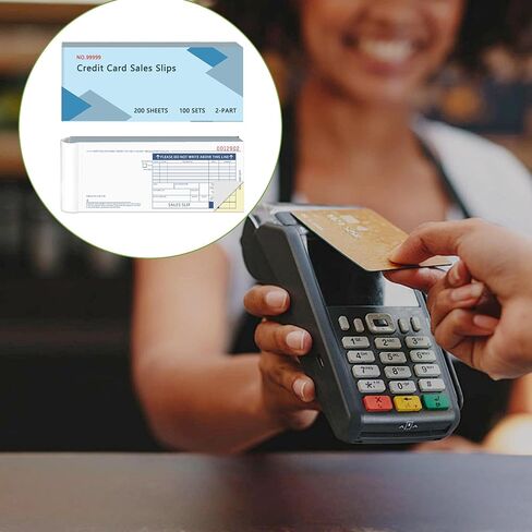 100 Sets Long Credit Card Sales Slips 7.9 * 3.3 inch Two-Part Carbonless Credit Card Receipt Book Credit Card Imprinter Sold as 1 Package for Office (100 Sets of 200 Sheet)(1) in Kuwait