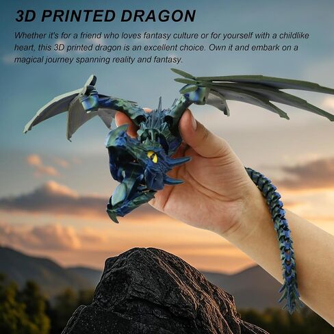 Dragon المطبوع ثلاثي الأبعاد مع أجنحة ، ألعاب التنين المملوك ، الحيوانات المطبوعة ثلاثية الأبعاد ، نموذج التنين الكريستال المجنح المرن ، حيوان سطح المكتب المنزلي (تدرج الأزرق الأخضر) in Saudi Arabia