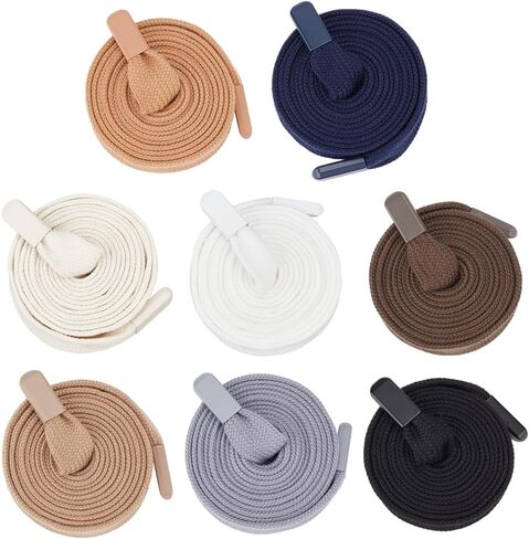 BENECREAT 8 Pcs Premium Fibre Drawstring Cords, 54.3 & 57.5 Inch Long 8 Colors Flat Replacement Drawcords with Alloy Cord End for Pants Sweatpants Sweatshirts Hoodies Jackets in Saudi Arabia