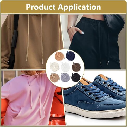 BENECREAT 8 Pcs Premium Fibre Drawstring Cords, 54.3 & 57.5 Inch Long 8 Colors Flat Replacement Drawcords with Alloy Cord End for Pants Sweatpants Sweatshirts Hoodies Jackets in Saudi Arabia