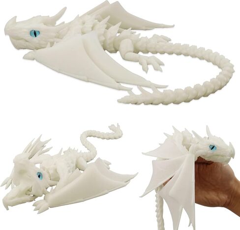 Dragon المطبوع ثلاثي الأبعاد مع أجنحة ، ألعاب التنين المملوك ، الحيوانات المطبوعة ثلاثية الأبعاد ، نموذج التنين الكريستال المجنح المرن ، حيوان سطح المكتب المنزلي (تدرج الأزرق الأخضر) in Kuwait