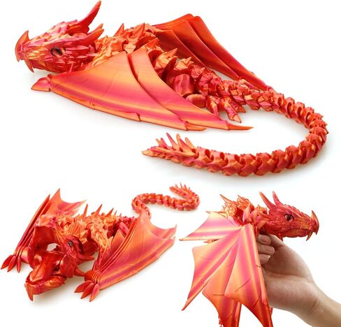 Dragon المطبوع ثلاثي الأبعاد مع أجنحة ، ألعاب التنين المملوك ، الحيوانات المطبوعة ثلاثية الأبعاد ، نموذج التنين الكريستال المجنح المرن ، حيوان سطح المكتب المنزلي (تدرج الأزرق الأخضر) in Kuwait