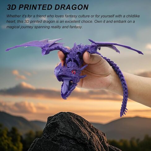 Dragon المطبوع ثلاثي الأبعاد مع أجنحة ، ألعاب التنين المملوك ، الحيوانات المطبوعة ثلاثية الأبعاد ، نموذج التنين الكريستال المجنح المرن ، حيوان سطح المكتب المنزلي (تدرج الأزرق الأخضر) in Kuwait