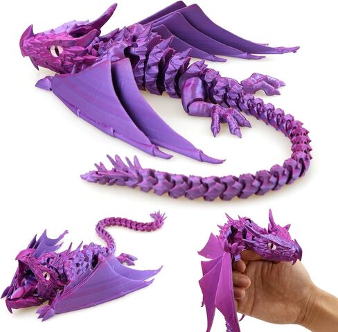 Dragon المطبوع ثلاثي الأبعاد مع أجنحة ، ألعاب التنين المملوك ، الحيوانات المطبوعة ثلاثية الأبعاد ، نموذج التنين الكريستال المجنح المرن ، حيوان سطح المكتب المنزلي (تدرج الأزرق الأخضر) in Kuwait