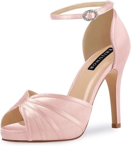 ERIJUNOR Women's High Heel Sandals Lace Satin Ankle Strap Evening Party Prom Wedding Shoes in Kuwait
