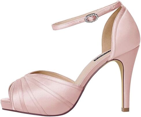 ERIJUNOR Women's High Heel Sandals Lace Satin Ankle Strap Evening Party Prom Wedding Shoes in Kuwait