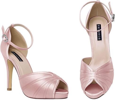 ERIJUNOR Women's High Heel Sandals Lace Satin Ankle Strap Evening Party Prom Wedding Shoes in Kuwait