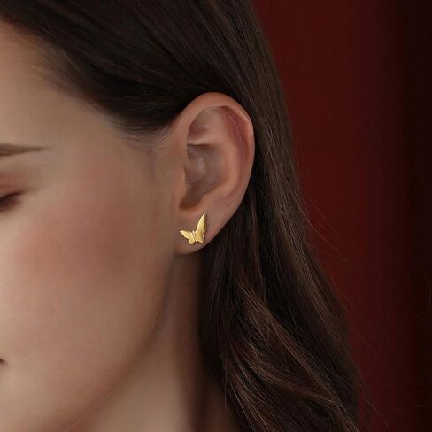 FANCIME 14k Solid Yellow Gold Cute Pave Butterfly Studs Earrings with Cubic Zirconia Dainty Fine Jewelry Gifts for Women Girls in Saudi Arabia