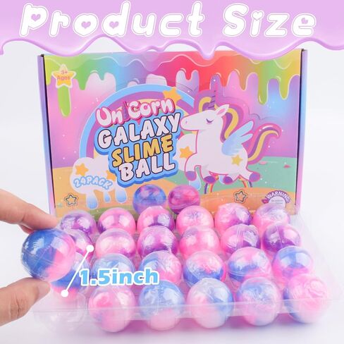 24 Pack Unicorn Galaxy Slime Balls, Unicorn Party Favors for Boys and Girls, Wet, Non-Sticky, Mess-Free, Stress Relief, Super Soft Slime Toy for Kids, Birthday Gift, Goodie Bag Stuffers in Kuwait