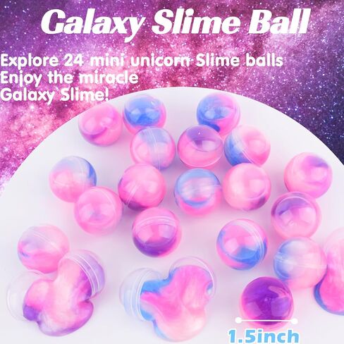 24 Pack Unicorn Galaxy Slime Balls, Unicorn Party Favors for Boys and Girls, Wet, Non-Sticky, Mess-Free, Stress Relief, Super Soft Slime Toy for Kids, Birthday Gift, Goodie Bag Stuffers in Kuwait