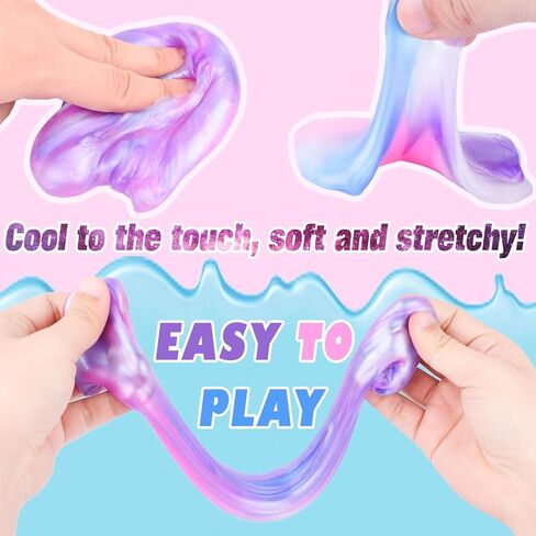 24 Pack Unicorn Galaxy Slime Balls, Unicorn Party Favors for Boys and Girls, Wet, Non-Sticky, Mess-Free, Stress Relief, Super Soft Slime Toy for Kids, Birthday Gift, Goodie Bag Stuffers in Kuwait