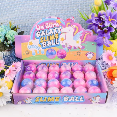 24 Pack Unicorn Galaxy Slime Balls, Unicorn Party Favors for Boys and Girls, Wet, Non-Sticky, Mess-Free, Stress Relief, Super Soft Slime Toy for Kids, Birthday Gift, Goodie Bag Stuffers in Kuwait