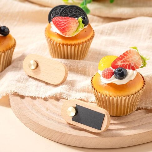Qunclay Set of 10 Price Display Signs for Vendors Wooden Signs with Price Tag Paper and Pens Retail Display Tag Stands Food Name for Cafes, Shops, Boutiques in Saudi Arabia