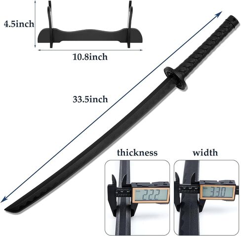 2 Pcs Katana Sword Polypropylene Katana Training Samurai Sword Performing Katana Training Katana Japanese Sword Katana Cosplay with 2 Pcs Display Stand in Kuwait