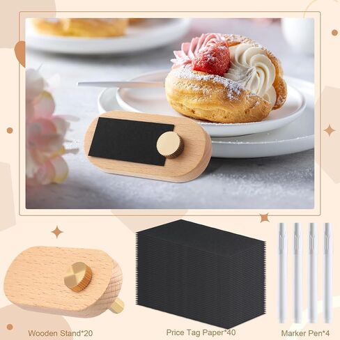 Qunclay Set of 10 Price Display Signs for Vendors Wooden Signs with Price Tag Paper and Pens Retail Display Tag Stands Food Name for Cafes, Shops, Boutiques in Saudi Arabia