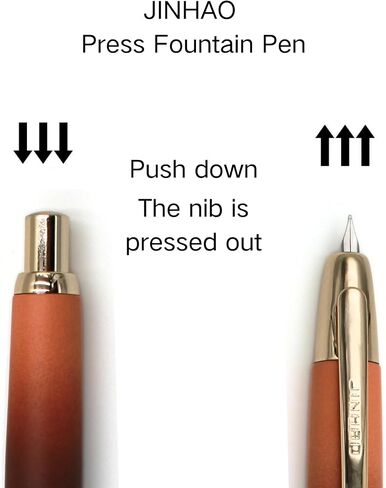 JINHAO 10 Click Fountain Pen for Office Use - Retractable Extra Fine Nib & Ink Converter Set, Caramel Orange(Golden Clip) in Kuwait