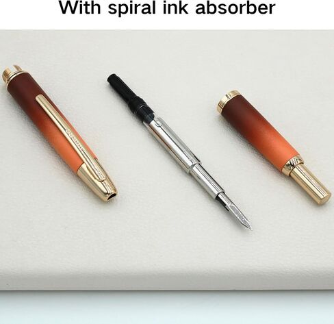 JINHAO 10 Click Fountain Pen for Office Use - Retractable Extra Fine Nib & Ink Converter Set, Caramel Orange(Golden Clip) in Kuwait