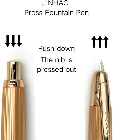 Jinhao 10 Click Fountain Pen لاستخدام المكتب - مجموعة محول NIB والحبر القابلة للسحب ، Caramel Orange (مقطع ذهبي) in Kuwait