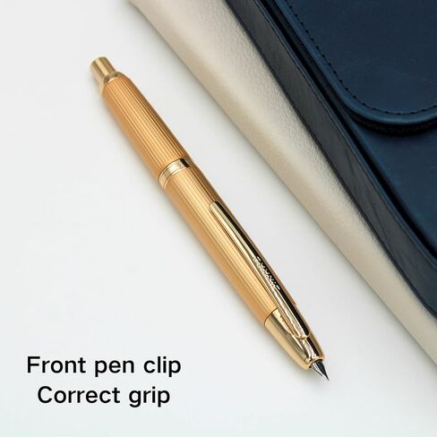Jinhao 10 Click Fountain Pen لاستخدام المكتب - مجموعة محول NIB والحبر القابلة للسحب ، Caramel Orange (مقطع ذهبي) in Kuwait