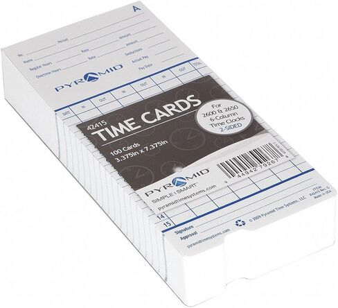 Pyramid Time Card, Records Date and Time, 7-3/8" Height, 3-3/8" Width - pkg. of 100 in Saudi Arabia