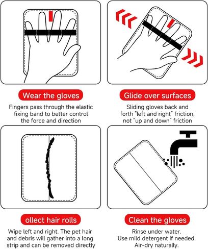 Pet Hair Remover Gloves – Reusable Electrostatic Grooming Glove for Cat & Dog Hair, Furniture, Couch, Carpet, Car Seat (2pcs) in Saudi Arabia