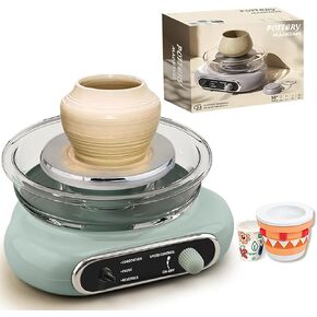 عجلة الخزافين ، عجلة الفخار الصغيرة للأطفال والبالغين ، مجموعة كاملة من الفخار مع الأدوات ، دواسة القدم ، عجلة بوتر القرص الدوار الكهربائي ، طين السيراميك DIY للمبتدئين ، الاستخدام المدرسي والمنزل (Matcha Green) in Kuwait