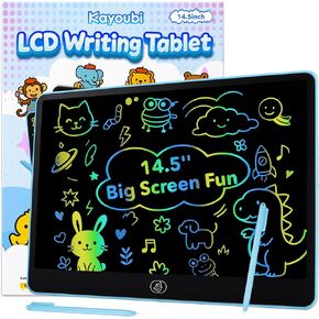 Kayoubi LCD كتابة الكمبيوتر اللوحي للأطفال ، شاشة Jumbo 14.5 بوصة مع قلم مزدوج ، ألعاب لوحة رسومات الشعار المبتكرة غير القابلة لإعادة الاستخدام ، هدايا لـ 3 4 5 6 7 7 8 سنوات الأولاد والبنات (الأزرق) in Kuwait