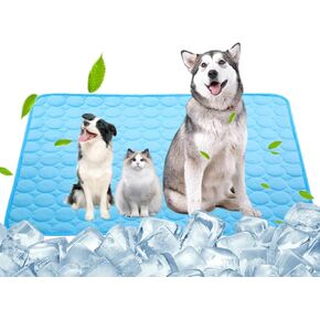 SOMOYA Dog Self Cooling Mat Pet Washable Cooling Pads Blanket Sleeping Kennel Mat,Ice Silk Sleep Mat Pad Non-Toxic Breathable Sleep Bed Beach for Large Dogs Cats (Blue, 27.5x39.4 in) in Kuwait