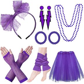 80s Costumes for Women, 80s Accessories Set with Fishnet Gloves Leg Warmers, Tutu Skirts for 1980s Theme Party Outfits in Kuwait