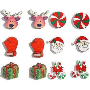 6-16 زوج من أقراط عيد الميلاد للنساء أقراط عيد الميلاد المضحكة اللطيفة للفتيات على شكل قوس شجرة سانتا أقراط للعطلات لهدايا عيد الميلاد in Kuwait