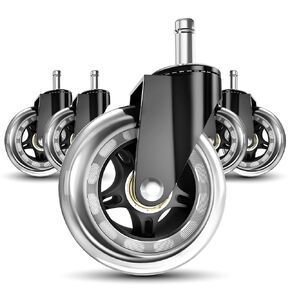 Office Chair Wheels | Replacement Rubber Wheels | Universal Fit 3 Inch Casters | Heavy Duty Casters | Noise Free - Fits 98% | for All Floor (Set of 5) in Saudi Arabia
