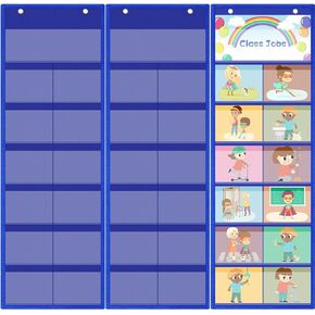 3 Pack Pocket Clat for Classroom 29.5 × 10 in 12+1 جيوب معلقة منظم ملفات الحائط للبطاقات ، الصور ، مخطط السلوك التعليمي لإدارة الفصل ، منظمة مكتب المعلم (أسود) in Kuwait