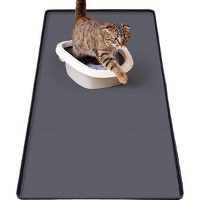 Breling Silicone Cat Litter Mat, Extra Large 51.2" x 25.6" Waterproof Cat Litter Mat for Scatter Control, Easy to Clean & Soft on Kitty Paws, Non-Slip Pad to Keep The Floor Clean, Dark Grey in Saudi Arabia