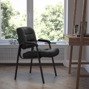 EMMA + OLIVER Brown LeatherSoft Executive Reception Chair with Black Metal Frame in Saudi Arabia