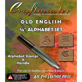 SLC 26 Piece 3/4" Old English Metal Alphabet Stamp Set with Stamp Handle Included Grey in Saudi Arabia