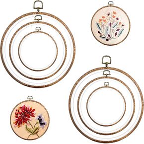 6 Pcs Round Embroidery Hoop Frame Imitated Wood Display Frame Circle Wooden Embroidery Hoops Cross Stitch Hoop Ring for Art Craft DIY Sewing and Hanging Ornaments in Kuwait