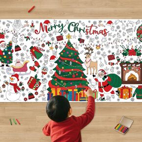 Xmas Giant Coloring Tablecloth/Poster-Christmas Crafts for Kids-30 x 72 Inches Jumbo Paper Coloring Banner Gifts for Kids Activities Games Toys Party Classroom Decor Christmas Decorations in Saudi Arabia