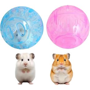 2Pcs 3.94 Inch Rotundity Hamster Balls, Breathable and Sturdy Dwarf Hamster Exercise Balls Running Wheel Gerbil Toys, Small Animals, Portable Small Pet Supplies (Blue and Pink) in Kuwait