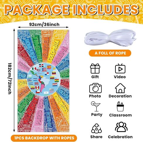 Hispanic Heritage Month Door Cover Spanish Classroom Decorations Latin American Hispanic Maps Banner National Hispanic Heritage Month Backdrop Flag Map Wall Decor Party Supplies in Saudi Arabia