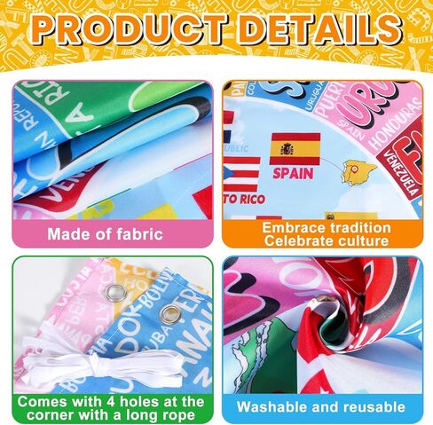 Hispanic Heritage Month Door Cover Spanish Classroom Decorations Latin American Hispanic Maps Banner National Hispanic Heritage Month Backdrop Flag Map Wall Decor Party Supplies in Saudi Arabia
